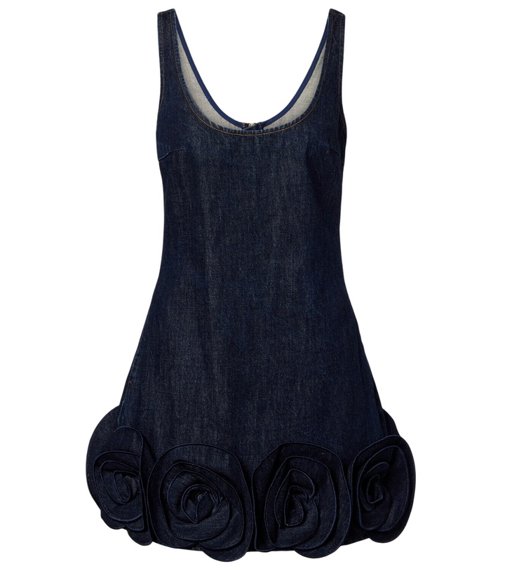 Photo: Self-Portrait Floral-appliqué denim minidress