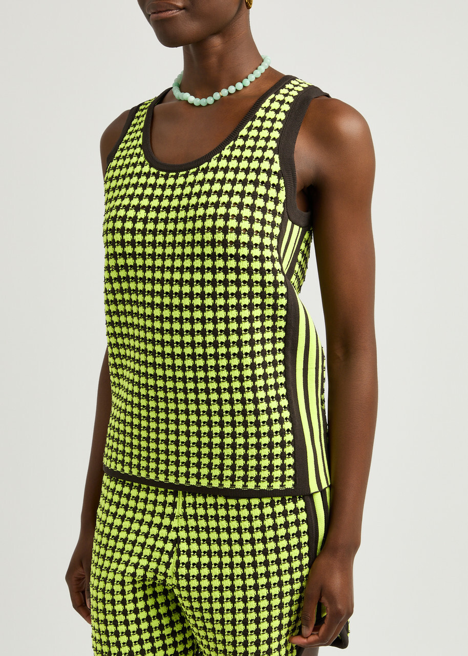 Adidas X Wales Bonner Patterned-intarsia Crochet-knit Vest Yellow