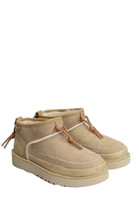 UGG Ultra Mini Crafted Low Heels Ankle Boots In Beige Suede