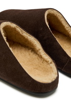 The Row Hudson Suede Sliders Brown