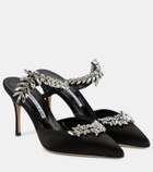 Manolo Blahnik Lurum 90 embellished satin mules