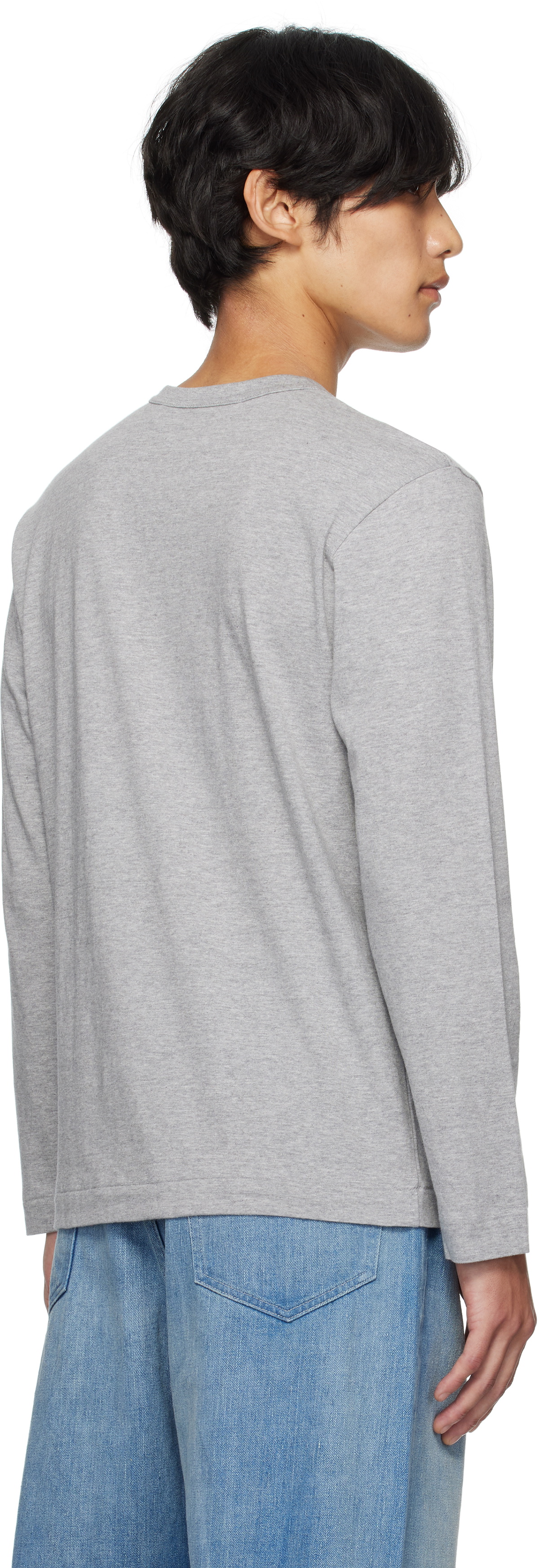 COMME des GARÇONS PLAY Gray Heart Patch Long Sleeve T-shirt