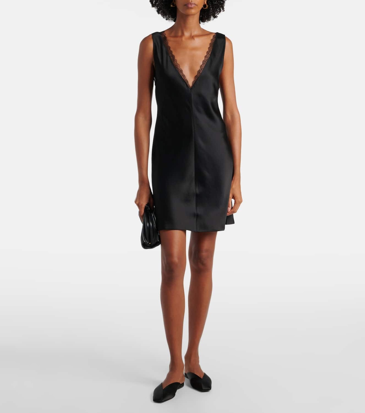 Leset Barb lace-trimmed satin minidress