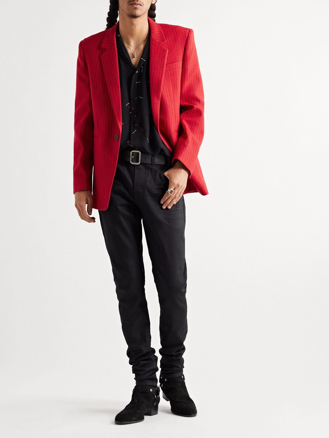 Red wool blend Pant Suit