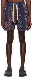 Karu Research SSENSE Exclusive Blue Kantha Shorts