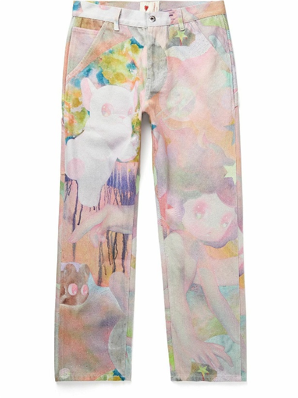 Photo: Emotionally Unavailable - So Youn Lee Stardust Straight-Leg Printed Cotton-Twill Trousers - Multi