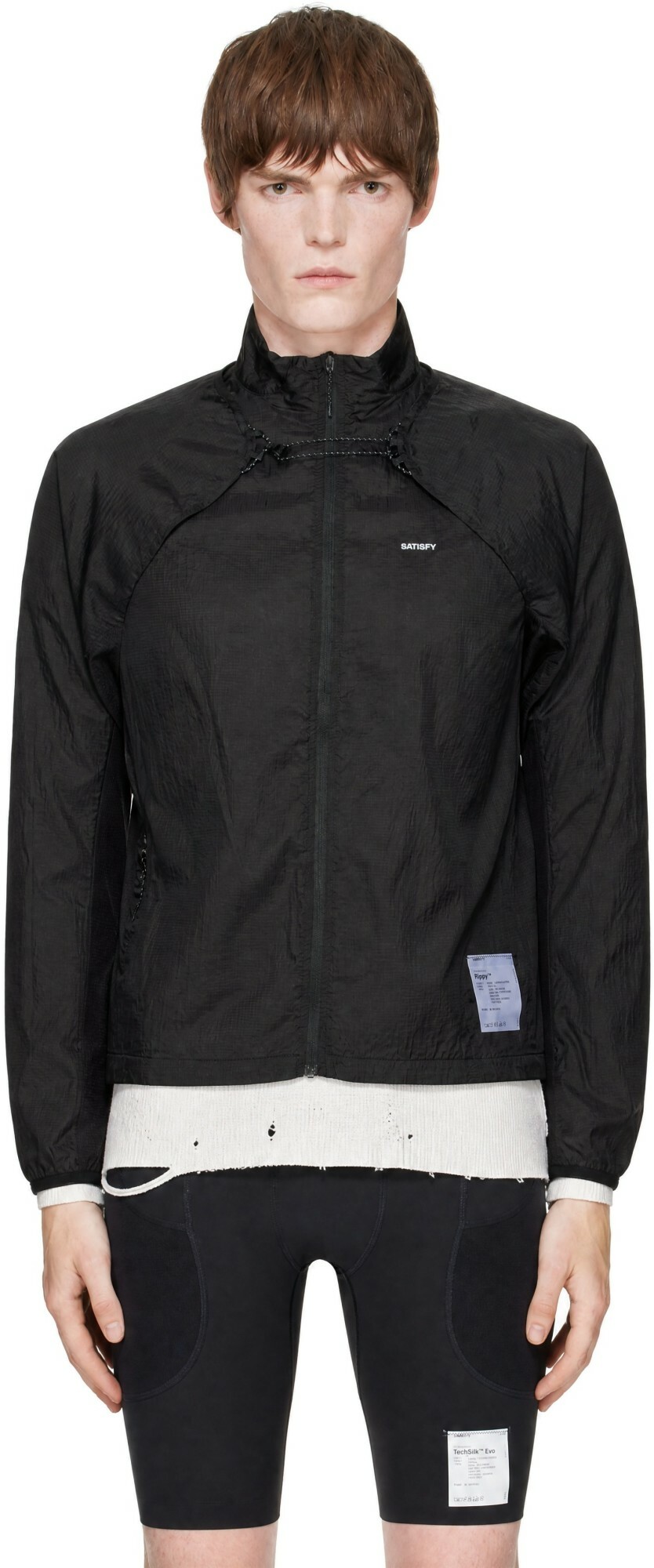 Satisfy Black Rippy Modular Windbreaker Jacket