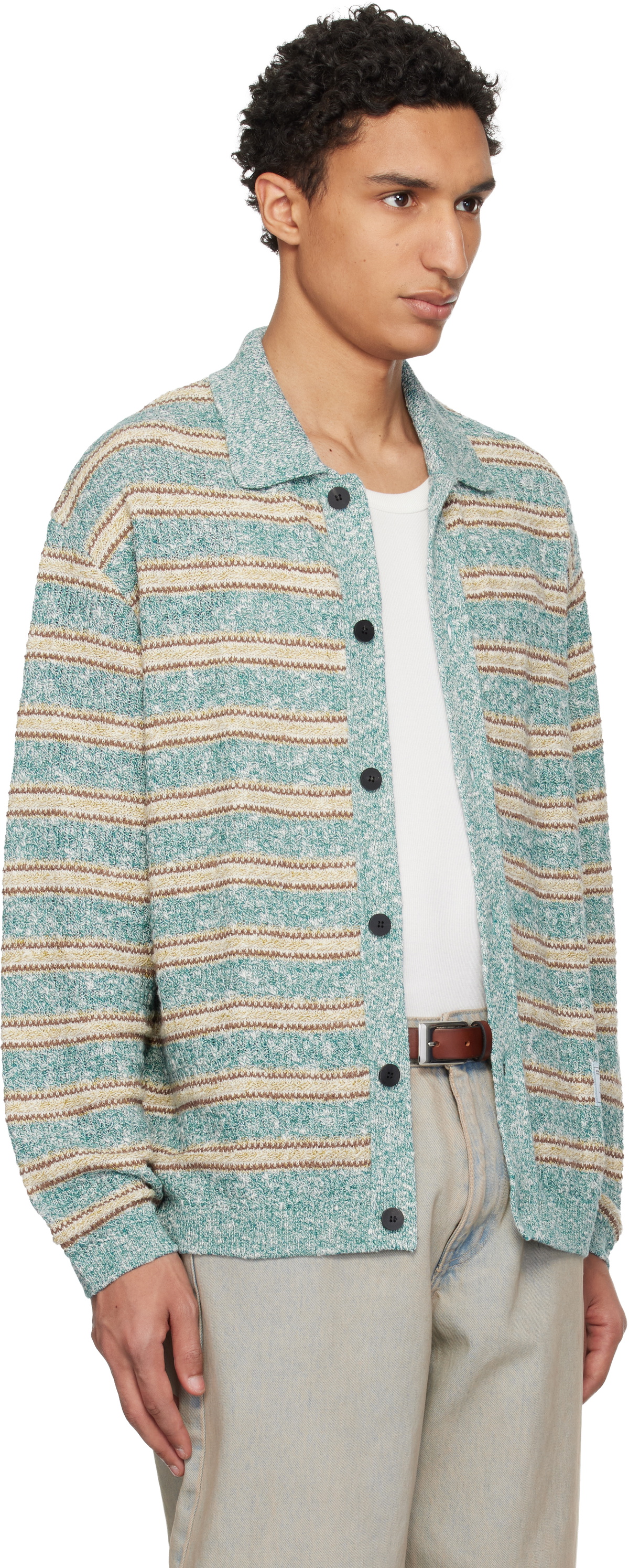 WOOYOUNGMI Blue Striped Cardigan