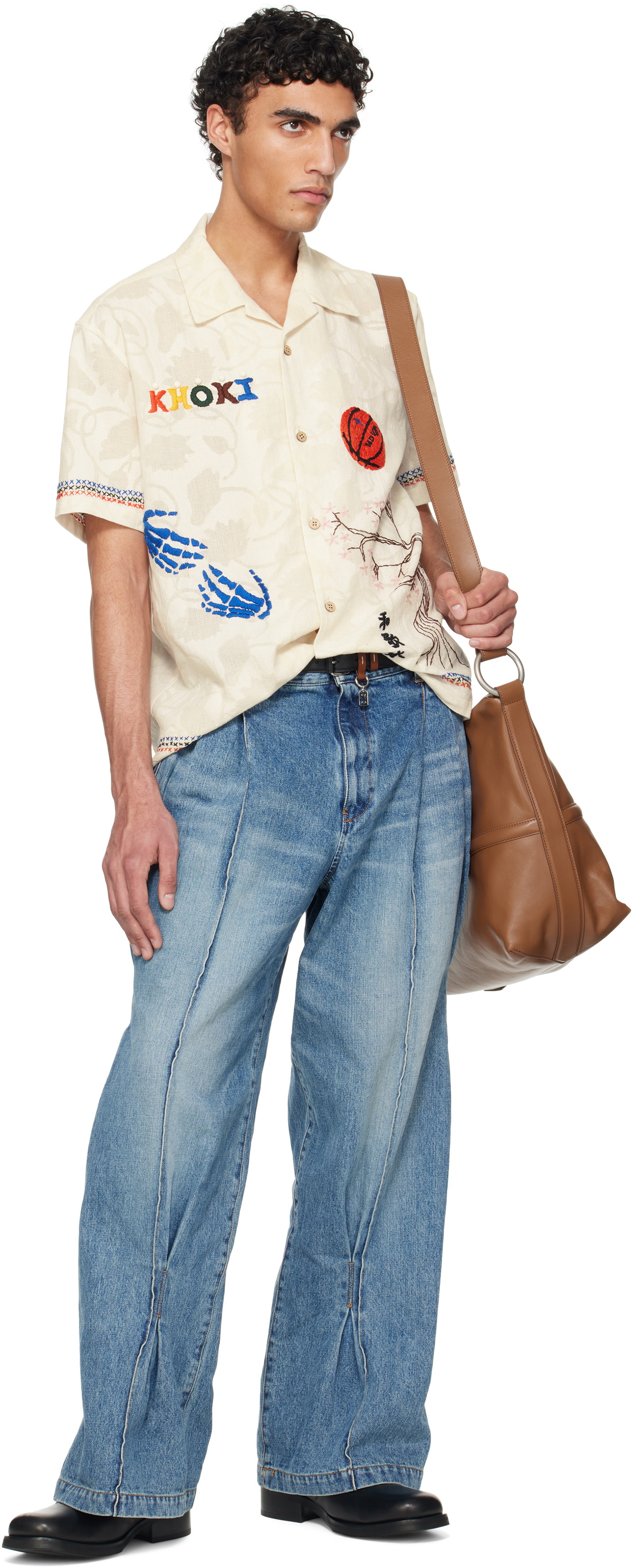 Khoki Off-White Hand Embroidered-Design Shirt