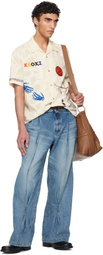 Khoki Off-White Hand Embroidered-Design Shirt