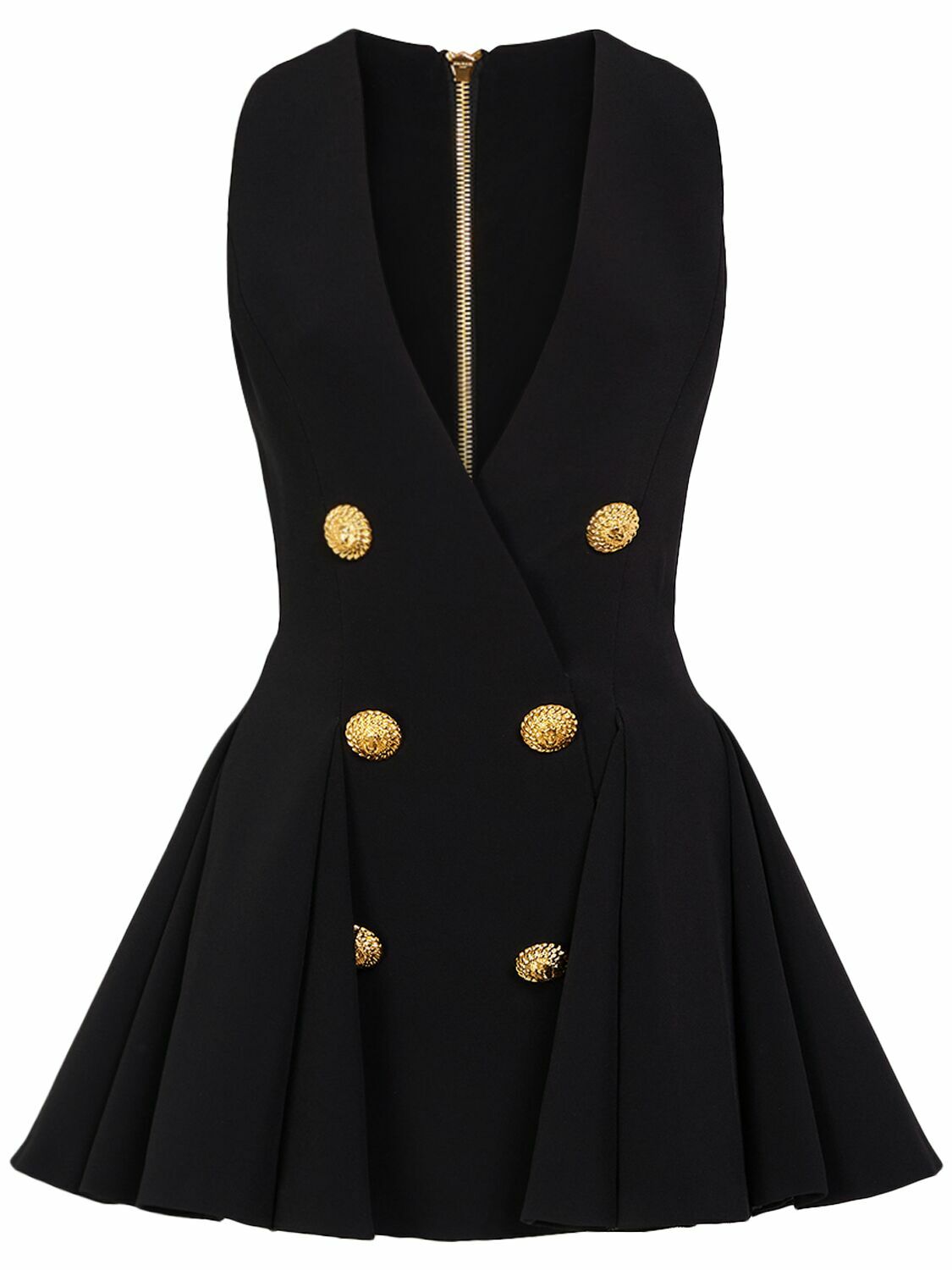 balmain v neck tie waist panelled crepe gown