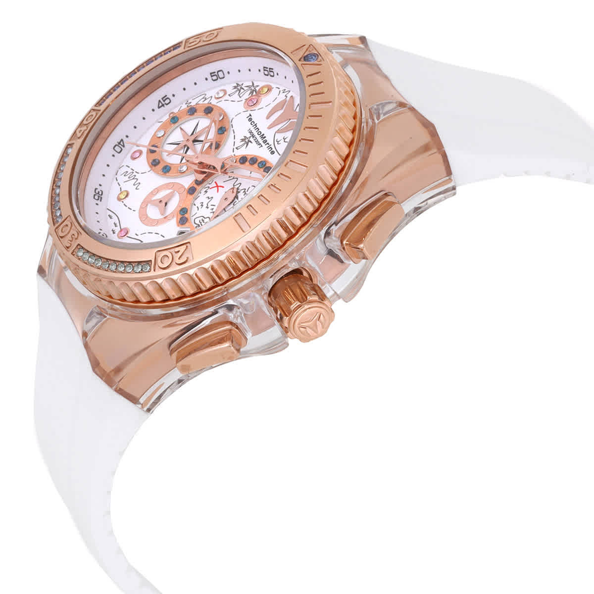 NWT Technomarine Cruise Chronograph Quartz Crystal White Dial Ladies Watch Amazon.com: TechnoMarine Lady Cruise Valentine Quartz Watch  main image 4