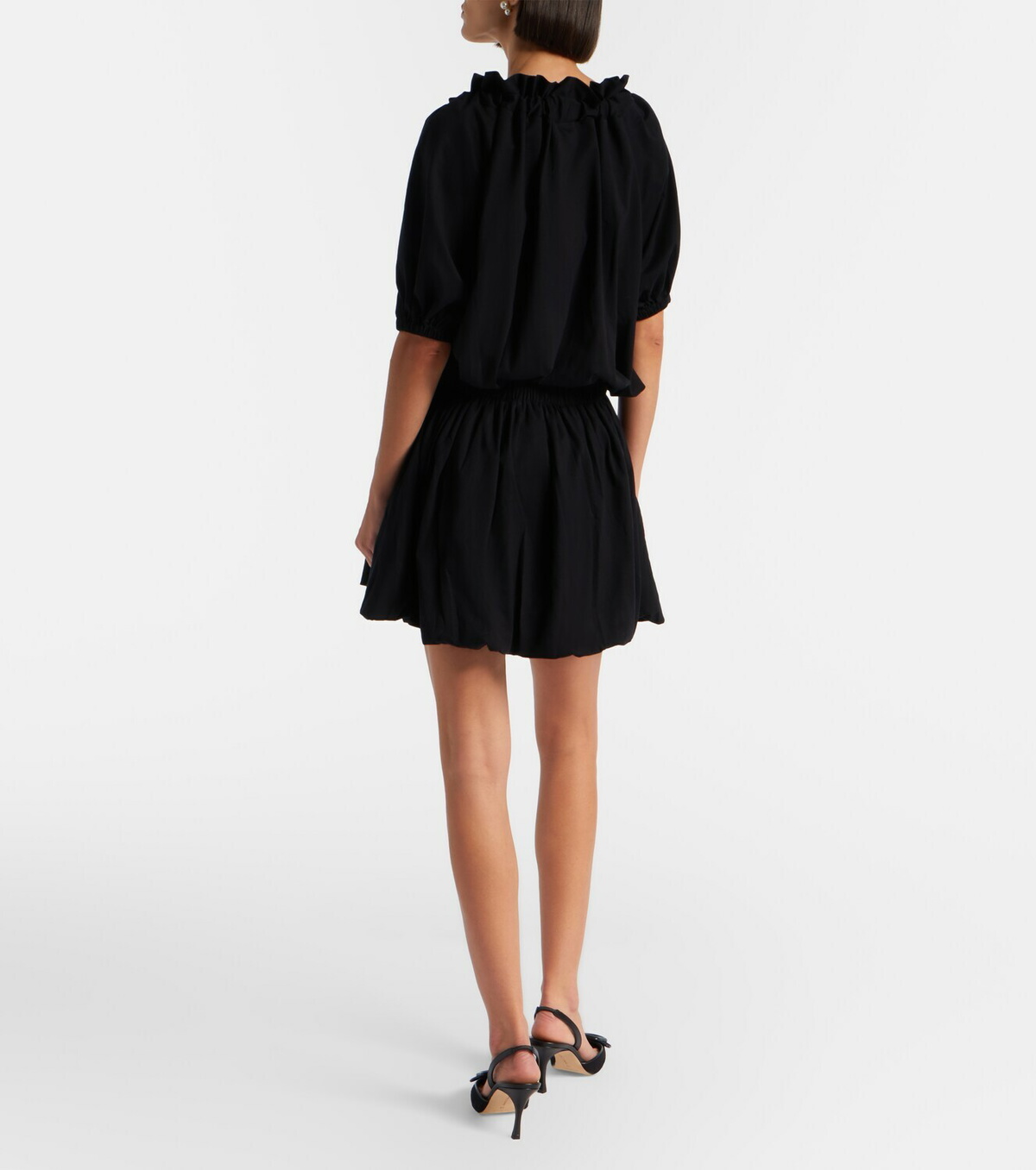 Patou Tie-neck cotton faille minidress