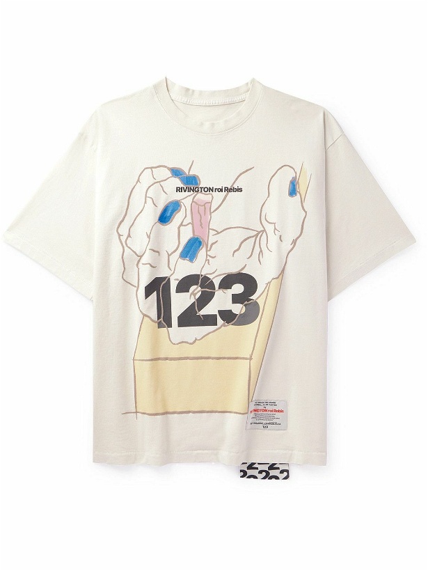 Photo: RRR123 - Passion Logo-Print Appliquéd Cotton-Jersey T-Shirt - White