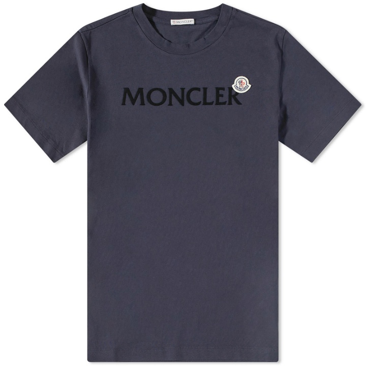 Photo: Moncler Men's Text Logo T-Shirt in Navy
