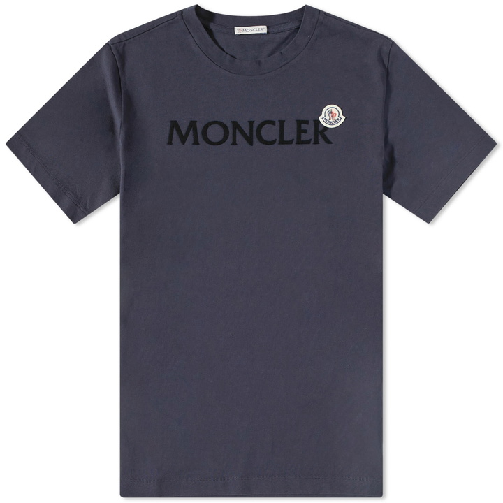 Photo: Moncler Men's Text Logo T-Shirt in Navy