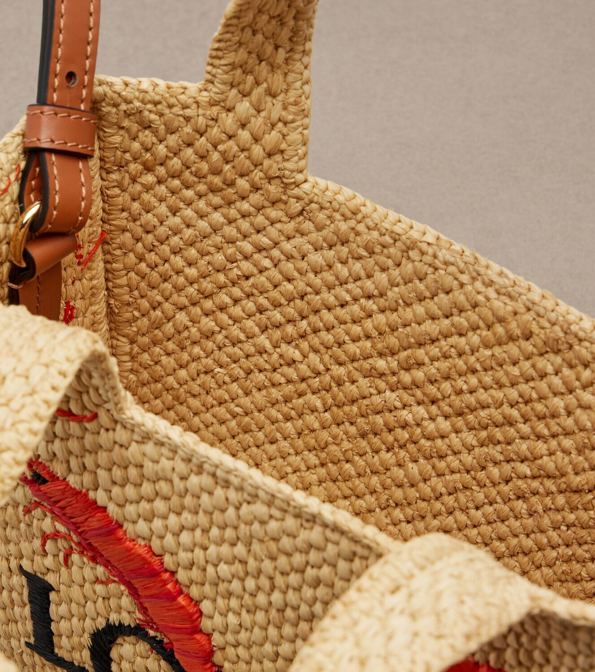 Loewe Paula's Ibiza Font Mini raffia tote bag