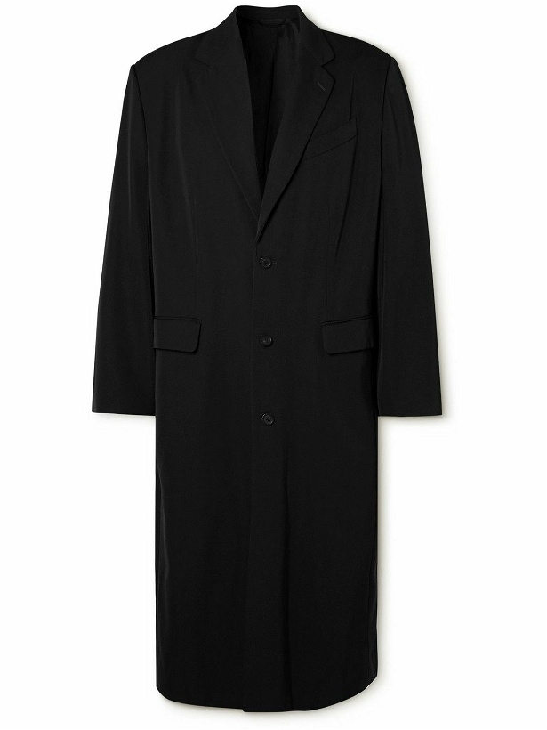 Photo: Balenciaga - Oversized Logo-Appliquéd Cotton-Drill Coat - Black
