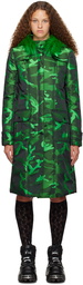 Anna Sui Green Camouflage Coat