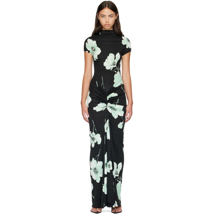Photo: ALAÏA Black Draped Printed Maxi Dress