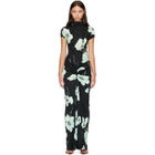 ALAÏA Black Draped Printed Maxi Dress