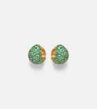 Octavia Elizabeth Icon Poppy 18kt gold hoop earrings with emeralds