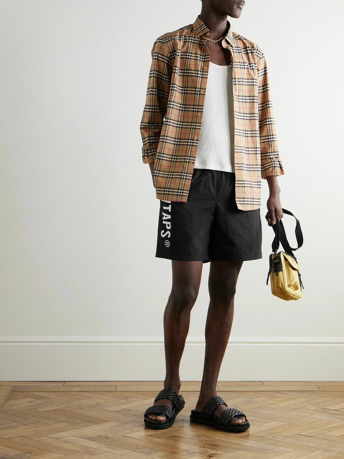 パンツ WTAPS Shorts Nylon WTAPS - Straight-Leg Logo-Print Nylon Drawstring Shorts - Black WTAPS