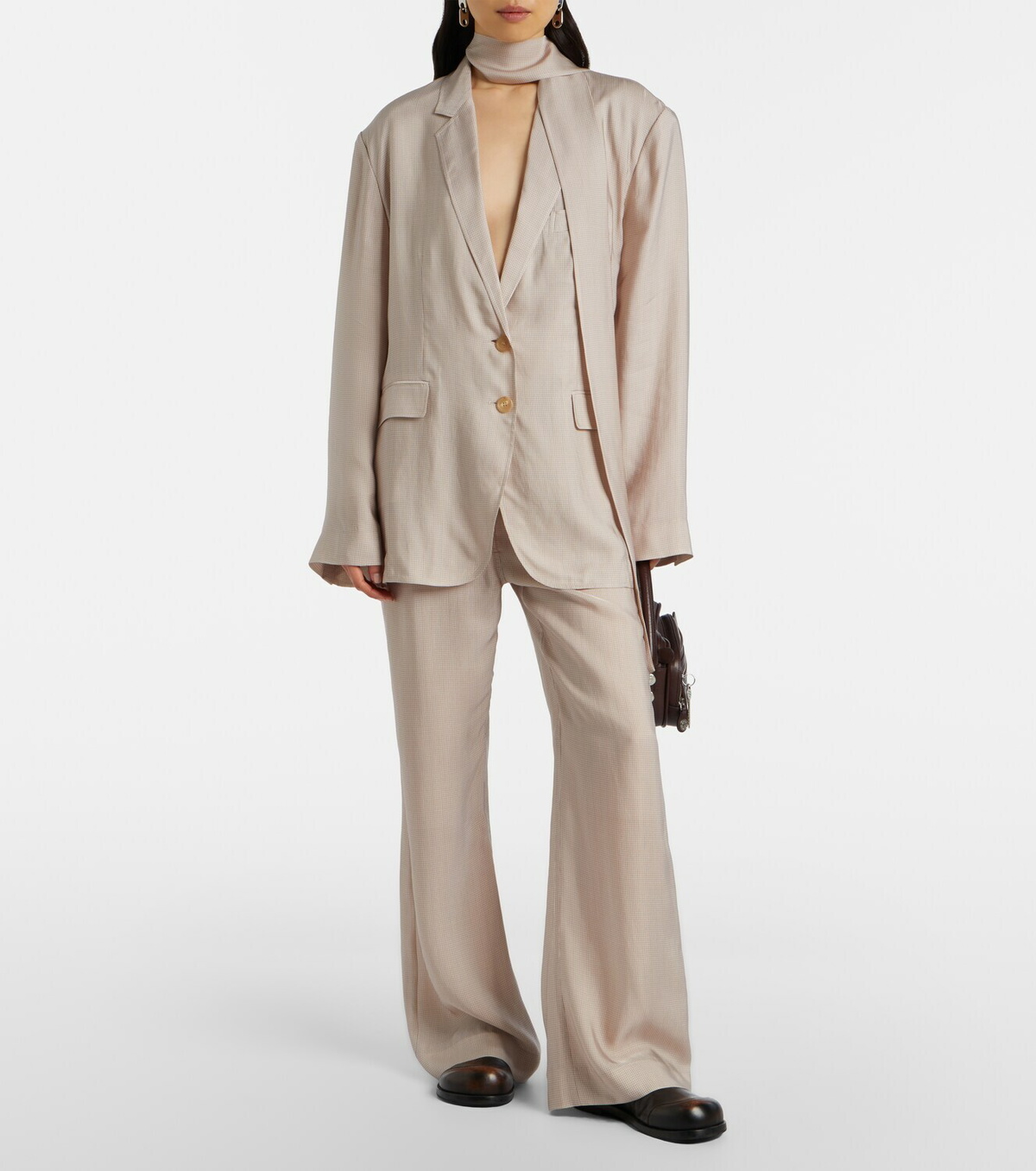 Acne Studios Checked scarf-detail blazer