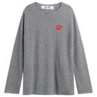 Comme des Garçons Play U Sweater Red Emblem Knit in Mid Grey