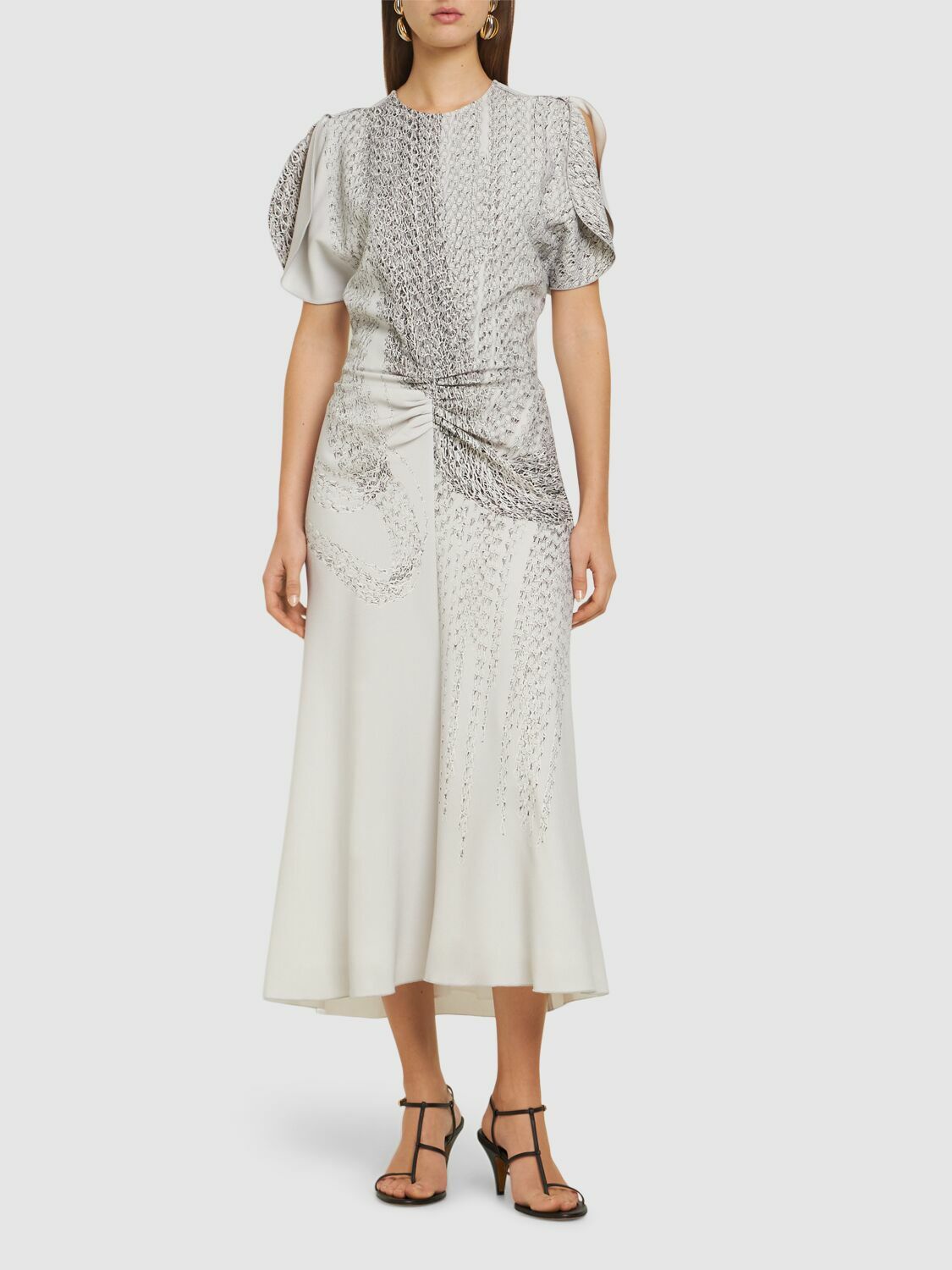 midi umgee dresses Umgee V Neck Ruffle Midi Dress Blue Grey