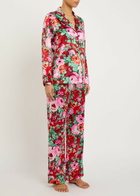 Olivia Von Halle Lila Floral-print Silk Pyjama set Red
