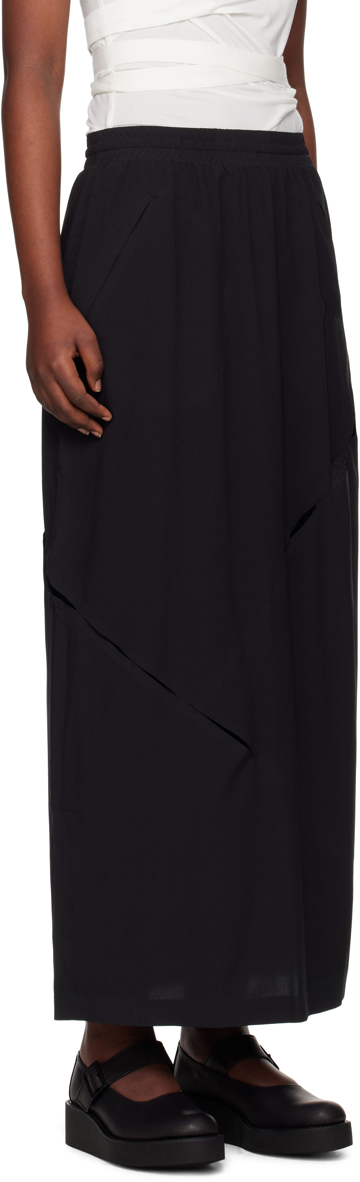 Y-3 Black Slit Maxi Skirt