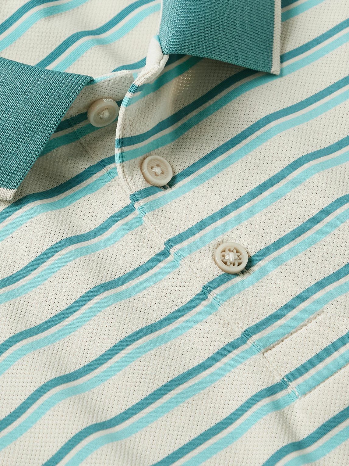 G/FORE - Striped Perforated Stretch-Jersey Golf Polo Shirt - Blue G/FORE