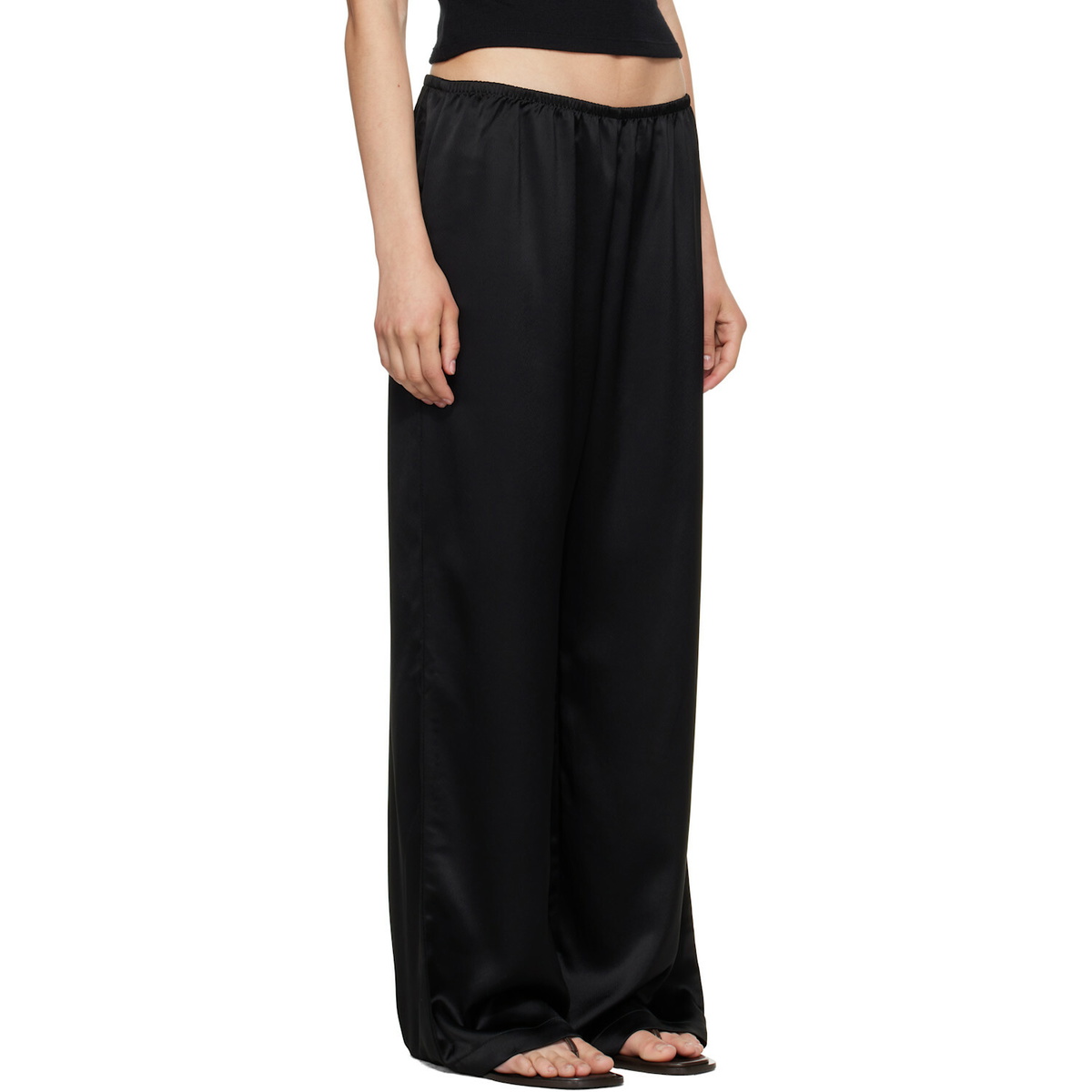 LESET Black Barb Wide Leg Lounge Pants