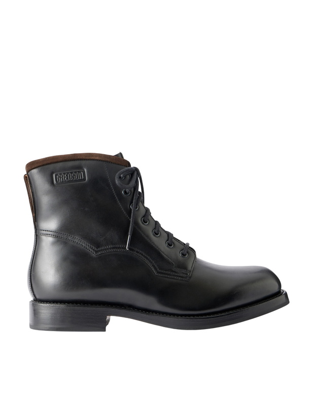 Photo: Grenson - Barlow Suede-Trimmed Leather Lace-Up Boots - Black