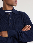 Ralph Lauren Purple label - Silk and Linen-Blend Polo Sweater - Blue