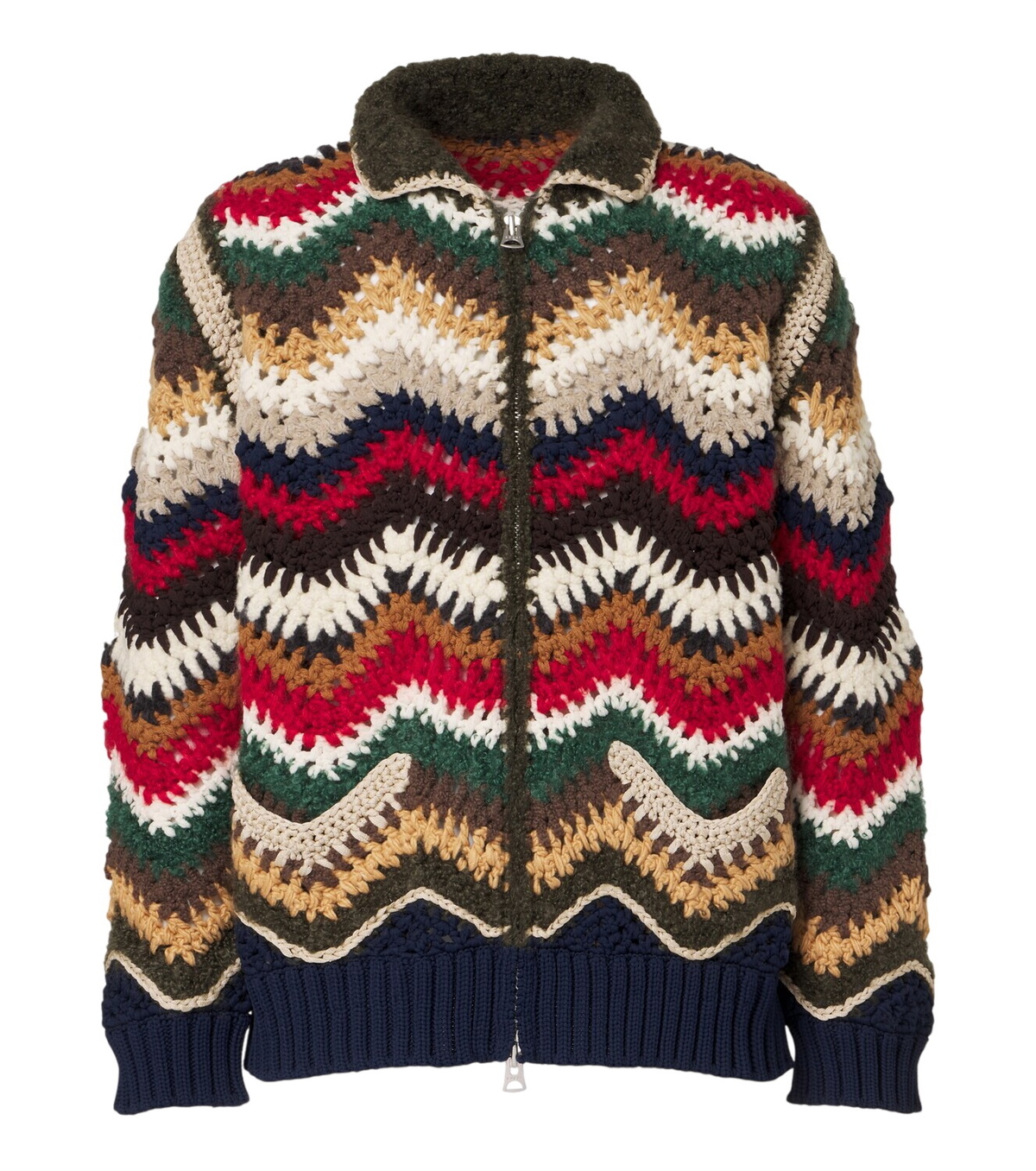 sacai Brown Plaid Knit Sweater Sacai