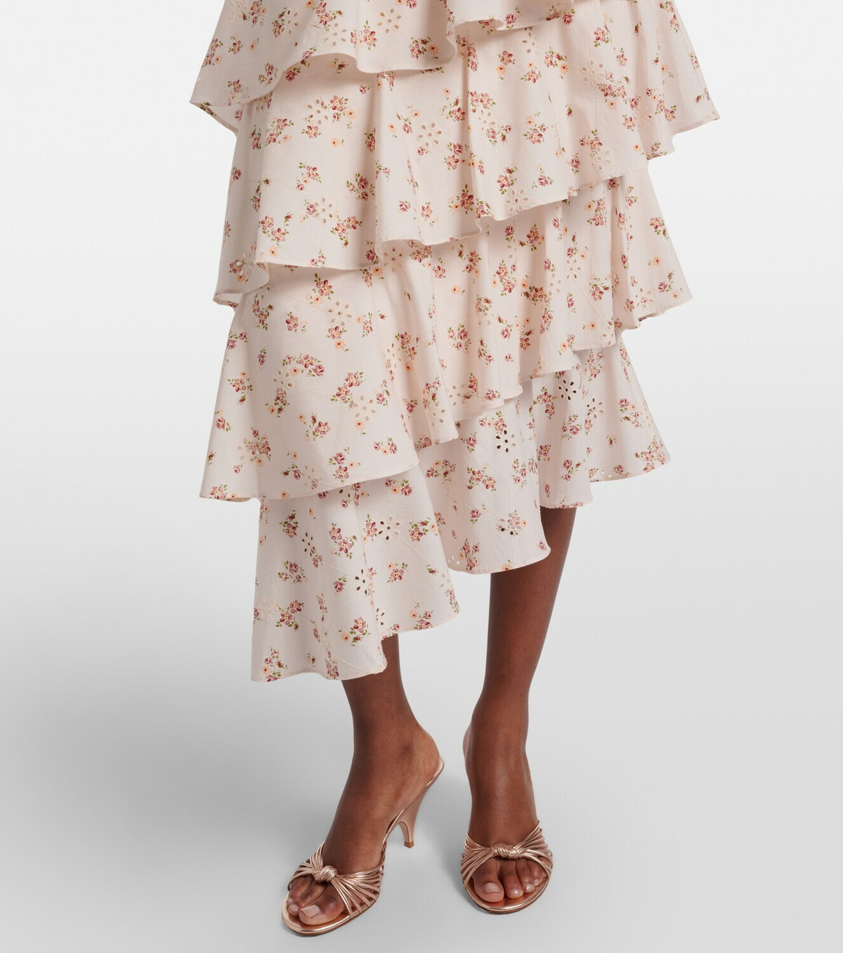 Markarian Laura floral tiered cotton midi skirt