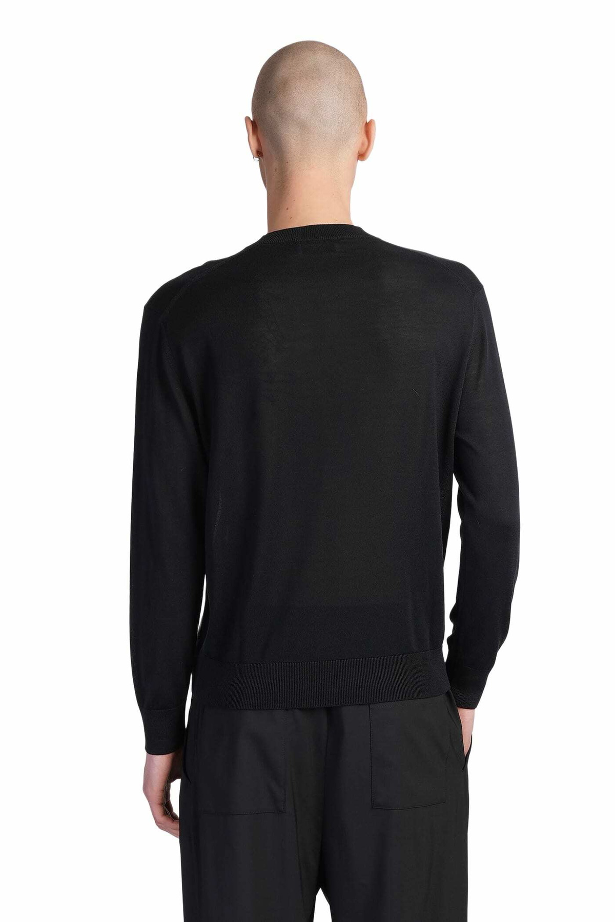 Laneus Knitwear In Black Wool And Polyester