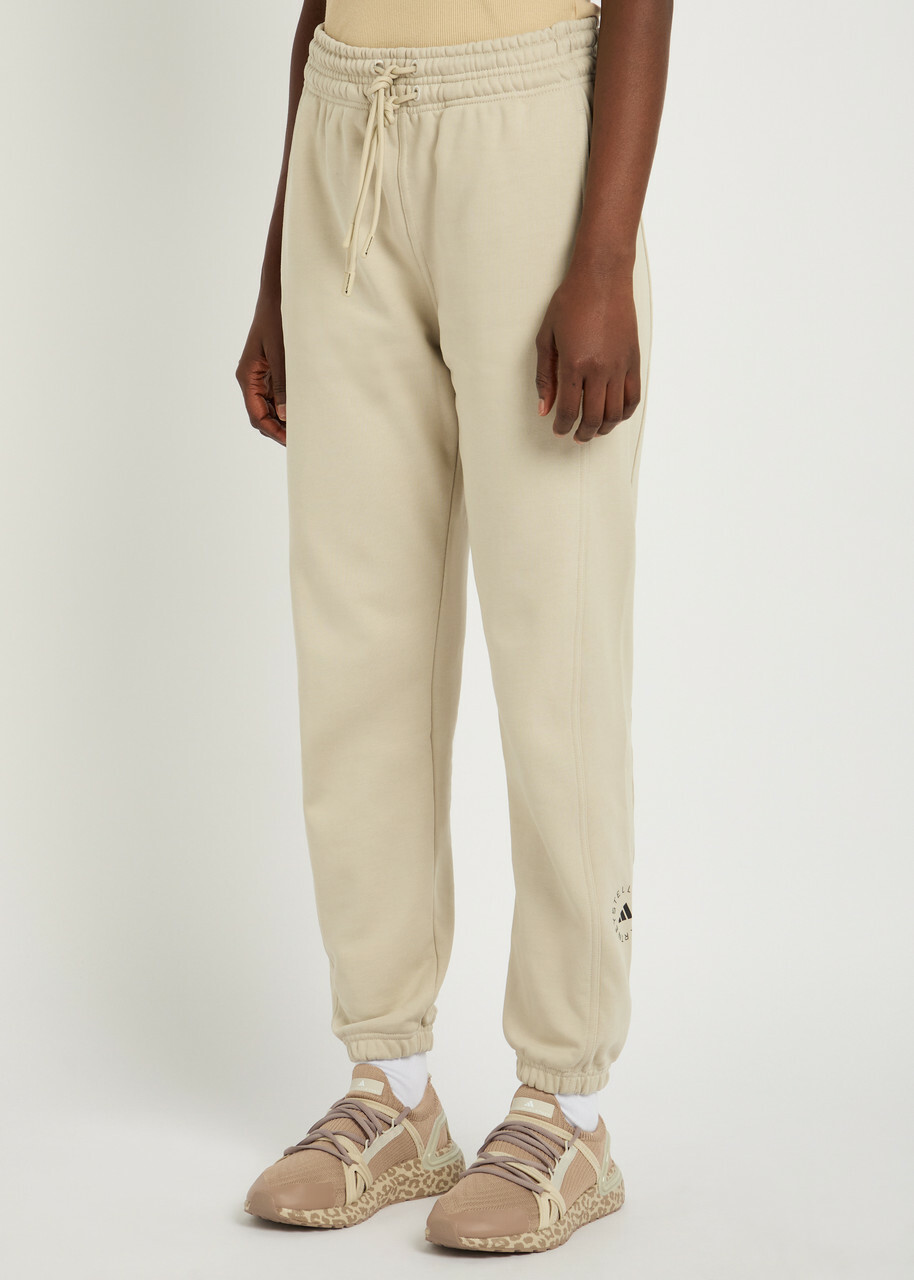 Adidas X Stella Mccartney Logo-print Cotton Sweatpants Beige