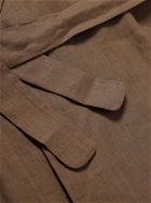 Échapper - Belted Linen-Canvas Robe - Brown