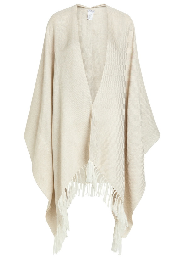 Photo: Brunello Cucinelli Metallic-knit Linen-blend Poncho - Beige - One Size