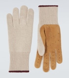 Brunello Cucinelli Leather-trimmed cashmere gloves