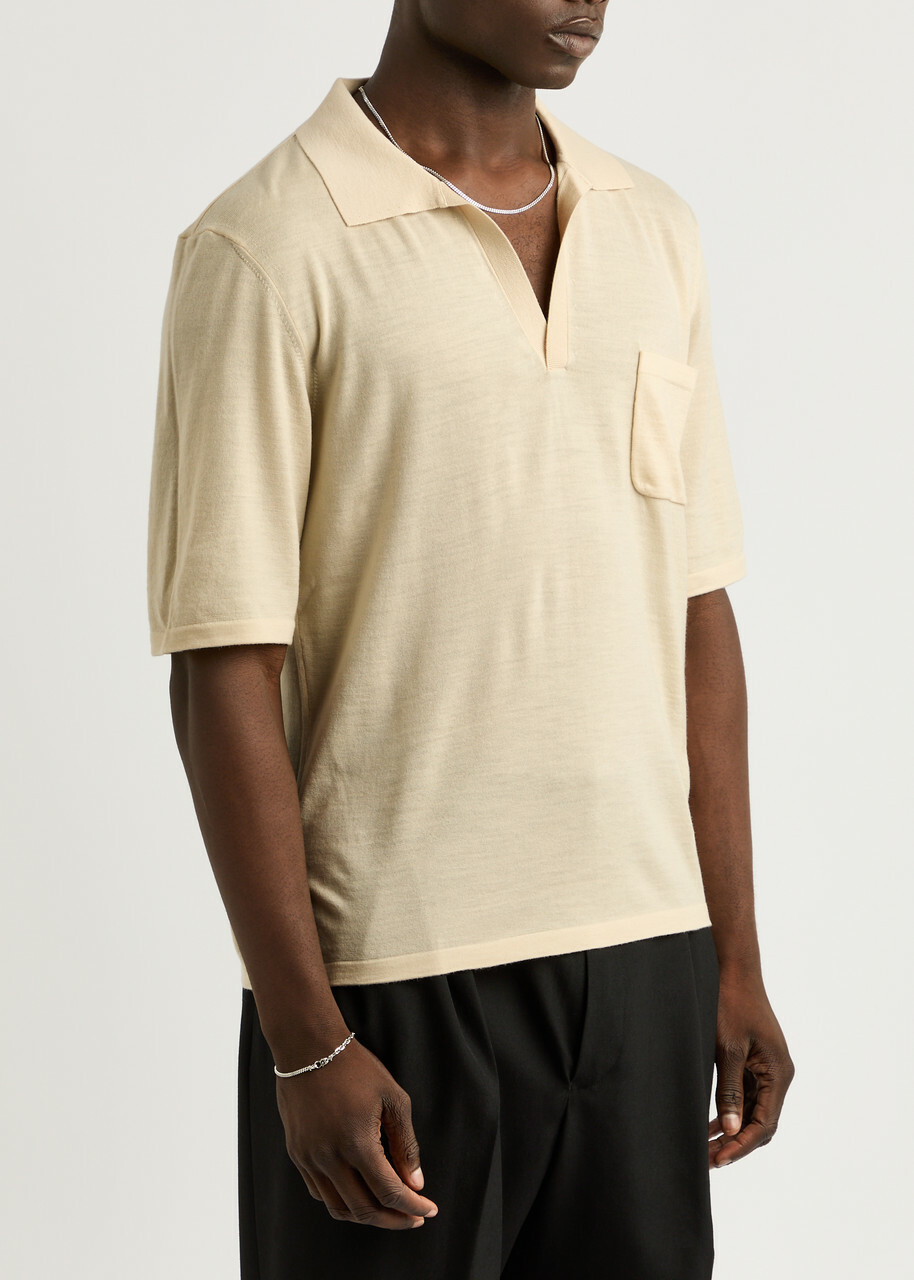 Saint Laurent Wool Polo Shirt Ecru