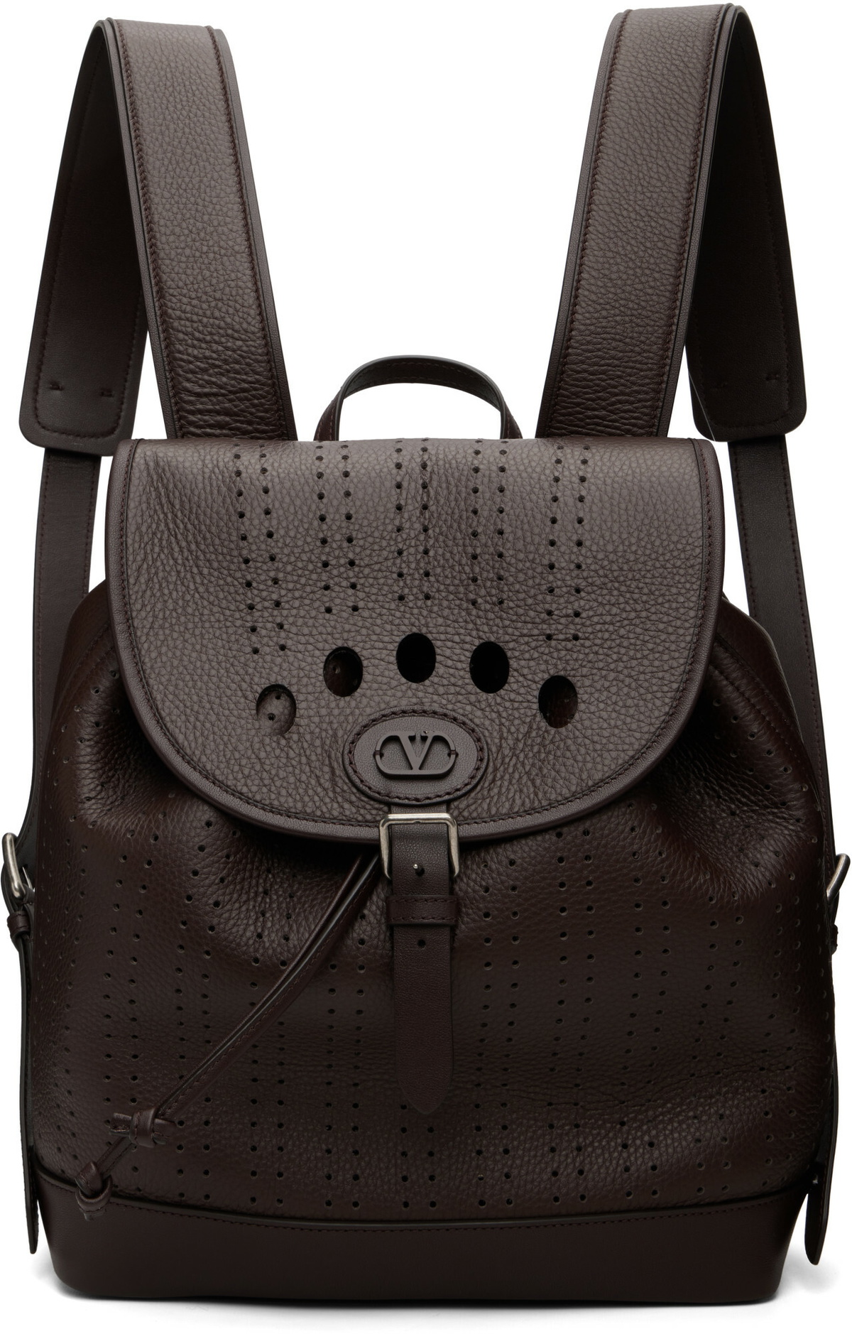 Valentino Garavani Brown Antibes Perforated Leather Backpack