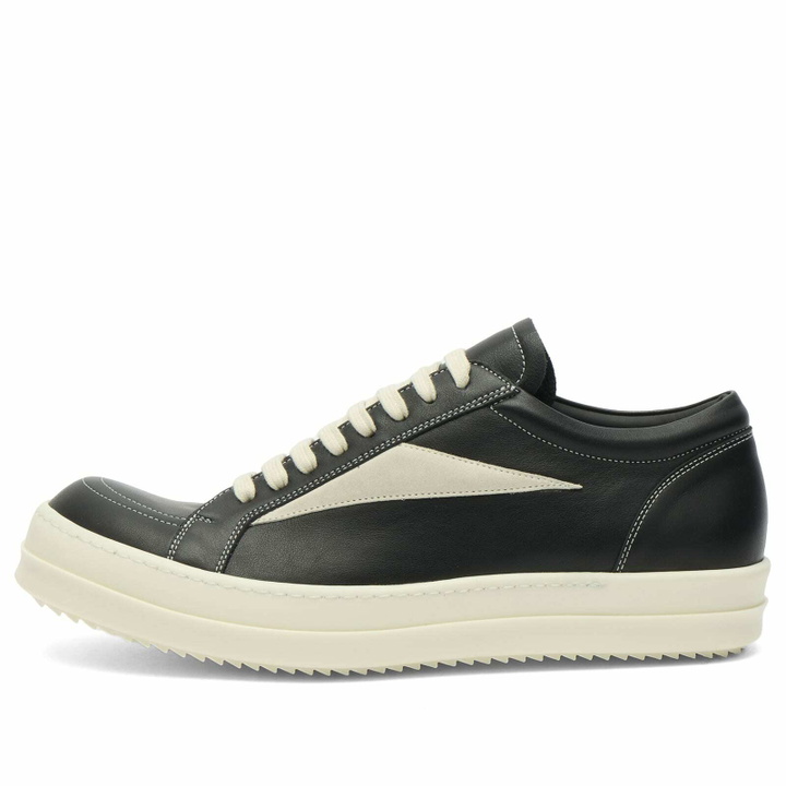 Photo: Rick Owens Men's Leather Vintage Sneaks in Black/Milk/Milk