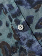 Corridor - Camp-Collar Printed Linen Shirt - Blue