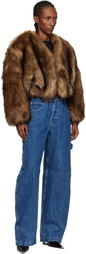 Alexander Wang Brown Cropped Faux-Fur Jacket