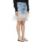 Unravel Blue Denim Tulle Distressed Miniskirt