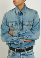Versace Stud-embellished Denim Shirt Light Blue